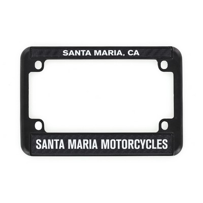 Black Coated Zinc Motorcycle License Frame Full-Color Vinyl Inlay (Domestic Production)