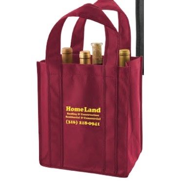 Black 6 Bottle Non-Woven Wine Tote Bag (10"x7"x11")