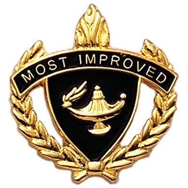 1" Enameled Most Improved Scholastic Award Pin