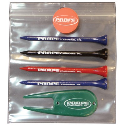 Pro Elite Premium Poly Bag Pack w/ 4 Tees, 1 Quarter Size Marker & 1 Caddy Fixer