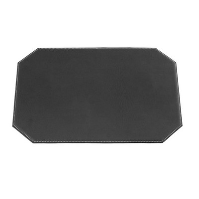 Cut Corner Black Leatherette Rectangular Place Mat