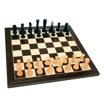 Grand Modern Chess Set-Weighted Pieces & Black Stained Board