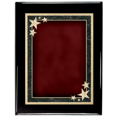 Ebony Piano Finish Plaque with Maroon Starburst Brass Plate, 8 x 10"