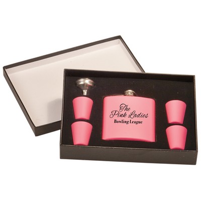 Flask Gift Set, Matte Pink