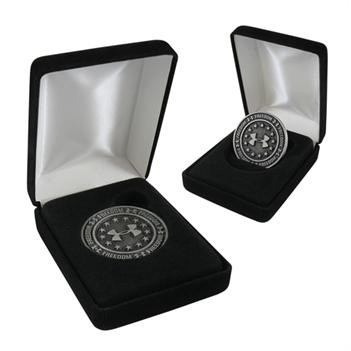 Black Velvet Hinged Coin Presentation Box for 1 3/4" Coin