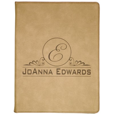 Light Brown Leatherette Portfolio w/Notepad (9.5 x 12")