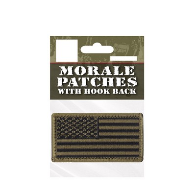 Olive Drab/Black American Flag Patch with Hook Back