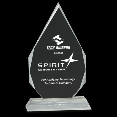 RUSH AWARD / 5 1/2" Crystal Diamond on Clear Pedestal Base