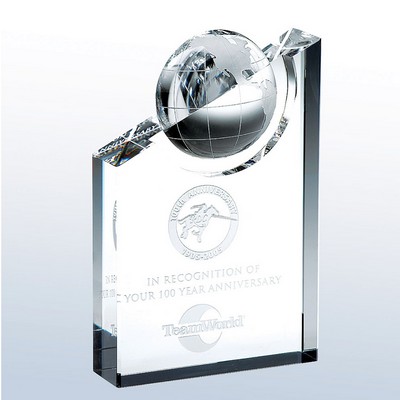 Optical Crystal World Globe Pinnacle Award, Large (4"x9")