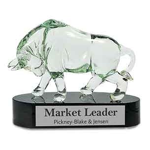 7 1/2" Clear Art Glass Bull