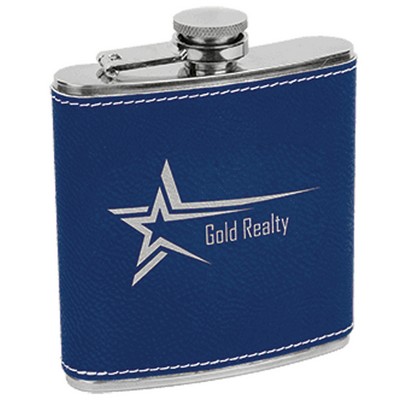 Blue/Silver Leatherette Stainless Steel Flask