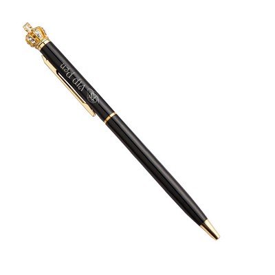 Slim Crown Diamonds Metal Twisted Ballpoint Pen