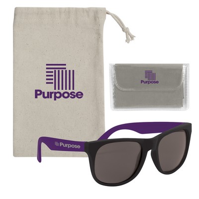 Rubberized Sunglasses With Microfiber Cloth And Pouch