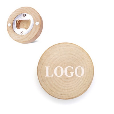 Wooden Round Magnetic Bottle Opener