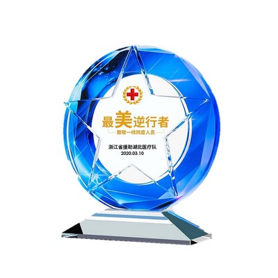 Blue Crystal Circle Award Crystal Star Trophy