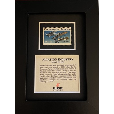 Framed Stamp Gift/Award Celebrating Commercial Aviation