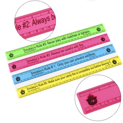 Translucent Multicolor Imprinted Promotional Plastic Ruler 12"