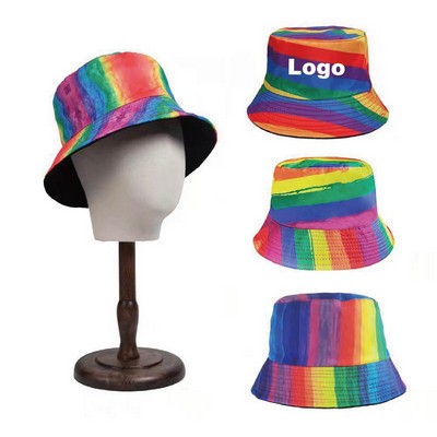 100% Premium Cotton Blend Twill Outdoor Rainbow Bucket Hat