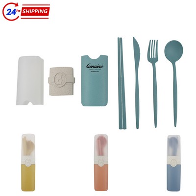 4-pieces Wheat Straw Tableware Set