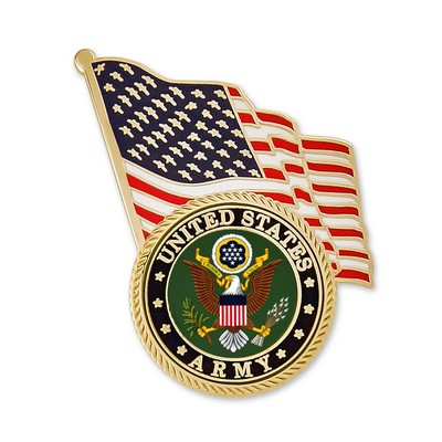 Officially Licensed U.S. Army Emblem & USA Flag Pin