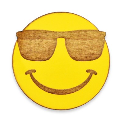 Yellow Smiley Face Wood Pin