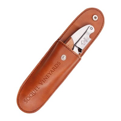 Leather Corkscrew Gift Sleeve with Button