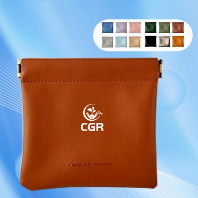 Square Leather Coin Pouch