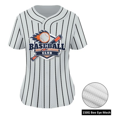 Women's Full Sublimation Full-Button Front Baseball Jersey - 150G Interlock