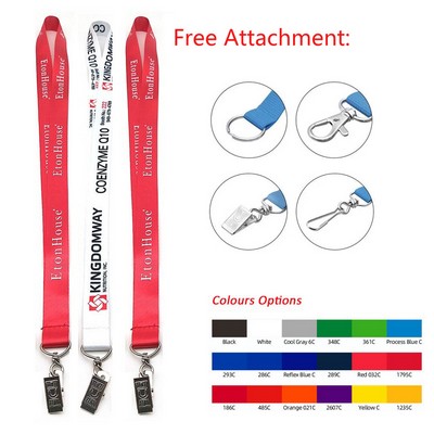 3/4" Sublimated Polyester Lanyard w/ Metal Bulldog Clip