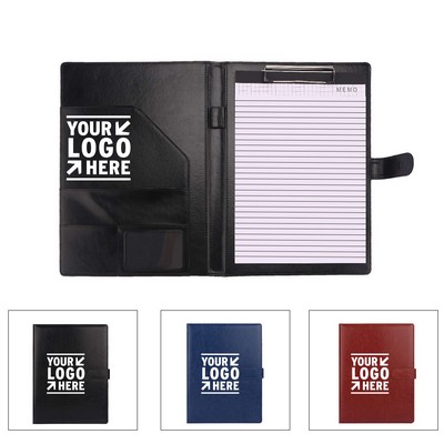 A4 PU Leather File Folder w/ Lined Notepad