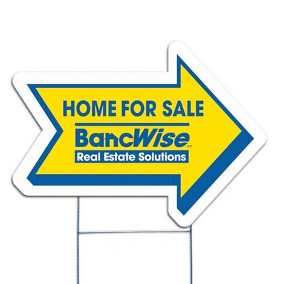 Arrow Shape Corrugated Vinyl Die Cut Yard Sign (24"x17 1/2")