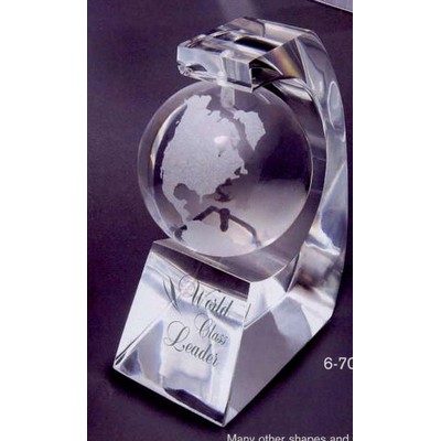 Acrylic Sandblasted Globe Award w/ Stand