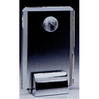 Small Crystal Globe Plaque (4"x2"x6-3/8")