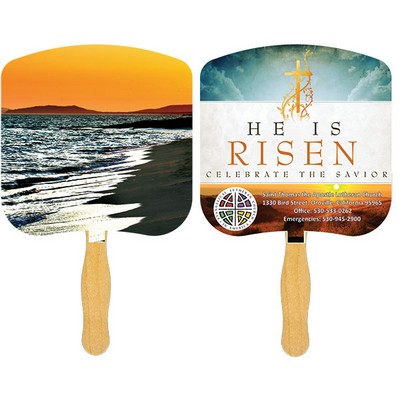 Religious Hand Fan/ Shoreline at Sunset