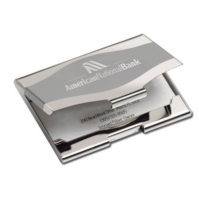 Elegant Metal Business Card Holder Case w/Shiny & Matte Finish