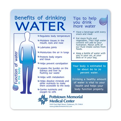 Health & Safety Laminated Benefits of Drinking Water Magnet