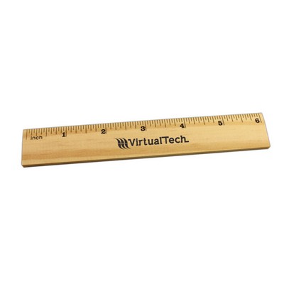 6 Inch Natural Finish Wood Ruler