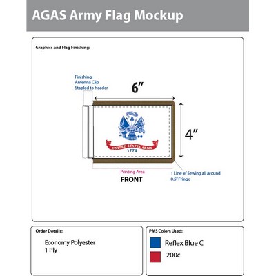 Army Antenna Flags 4x6 inch