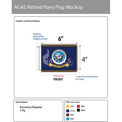 Navy Retired Antenna Flags 4x6 inch