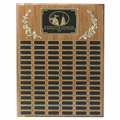 Walnut Veneer Plaque w/90 Black Screened Name Plates (18"x24")