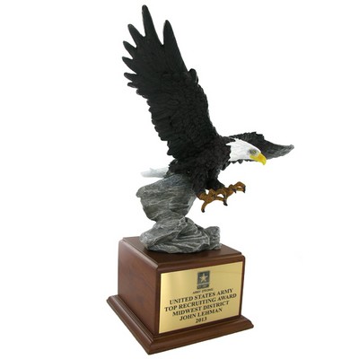 17" Attacking Eagle Hand Painted Trophy on Base