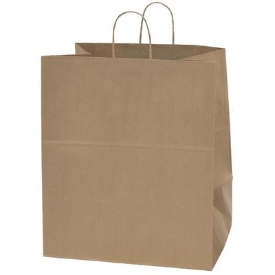 Food Service Paper Shopping Bags, Natural Kraft, Hot Stamped - Grande 16" x 11" x 18¼"