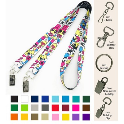 3/4" Double Ended Polyester Dye-Sublimation Lanyard Full Color