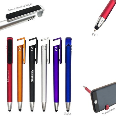 Phone Stand Stylus Pen With Cleaning Wiper