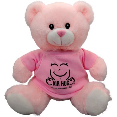 NEW 8" Embroidered Eyes Pink Bear