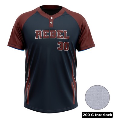 Women's Full Sublimation 2-Button Front Baseball Jersey - Interlock