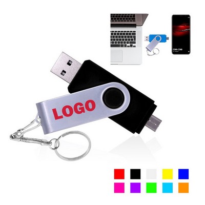 Multi-port Type-C Flash Drives Rotating Swivel USB Drive