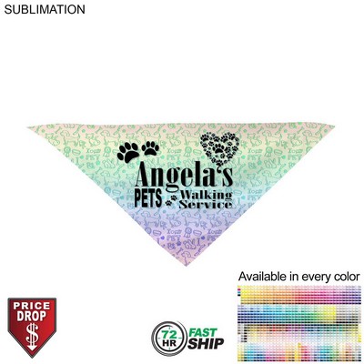 72 Hr Fast Ship - Medium Dog Bandana, 19x19x27, Stitched Edges, Sublimated Edge to Edge