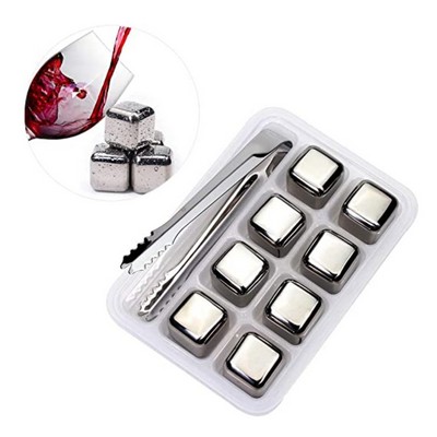 Stainless Steel Reusable Chilling Stones Ice Cube With Tong