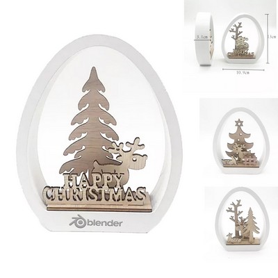 Engraved Tabletop Wooden Christmas Decoration Ornaments